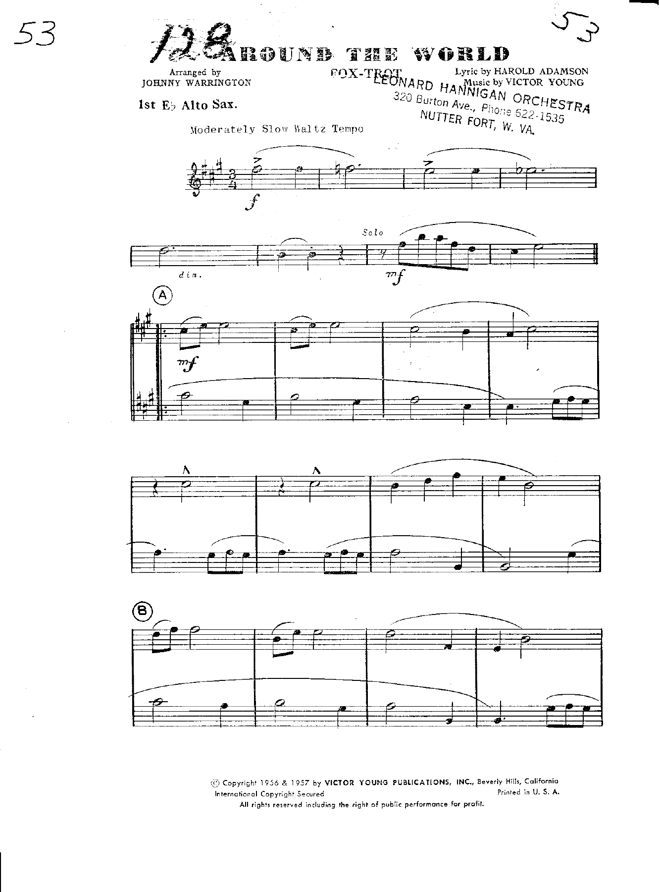 Around The World — sheet music cover (first page)