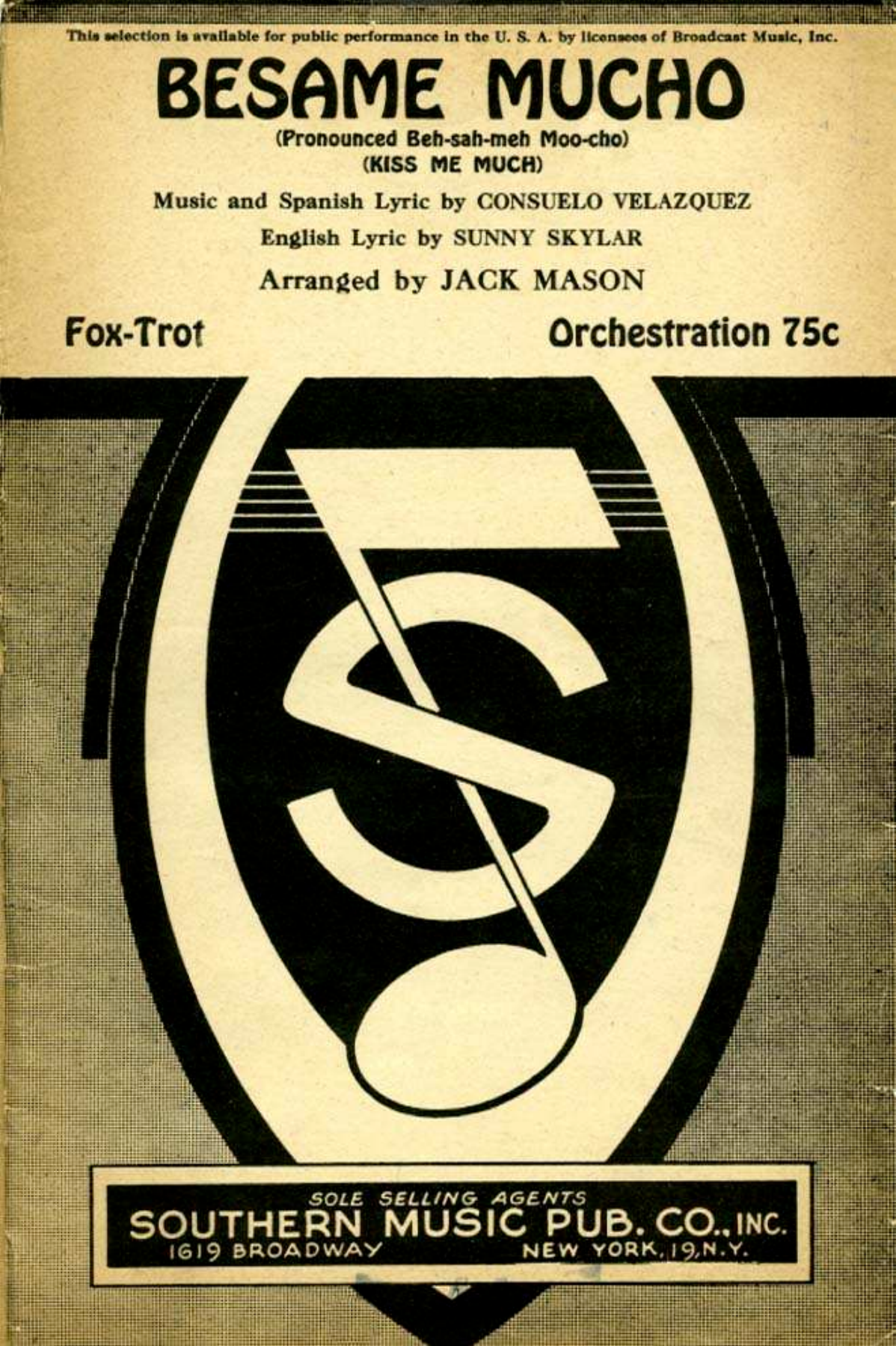 Besame Mucho — sheet music cover (first page)