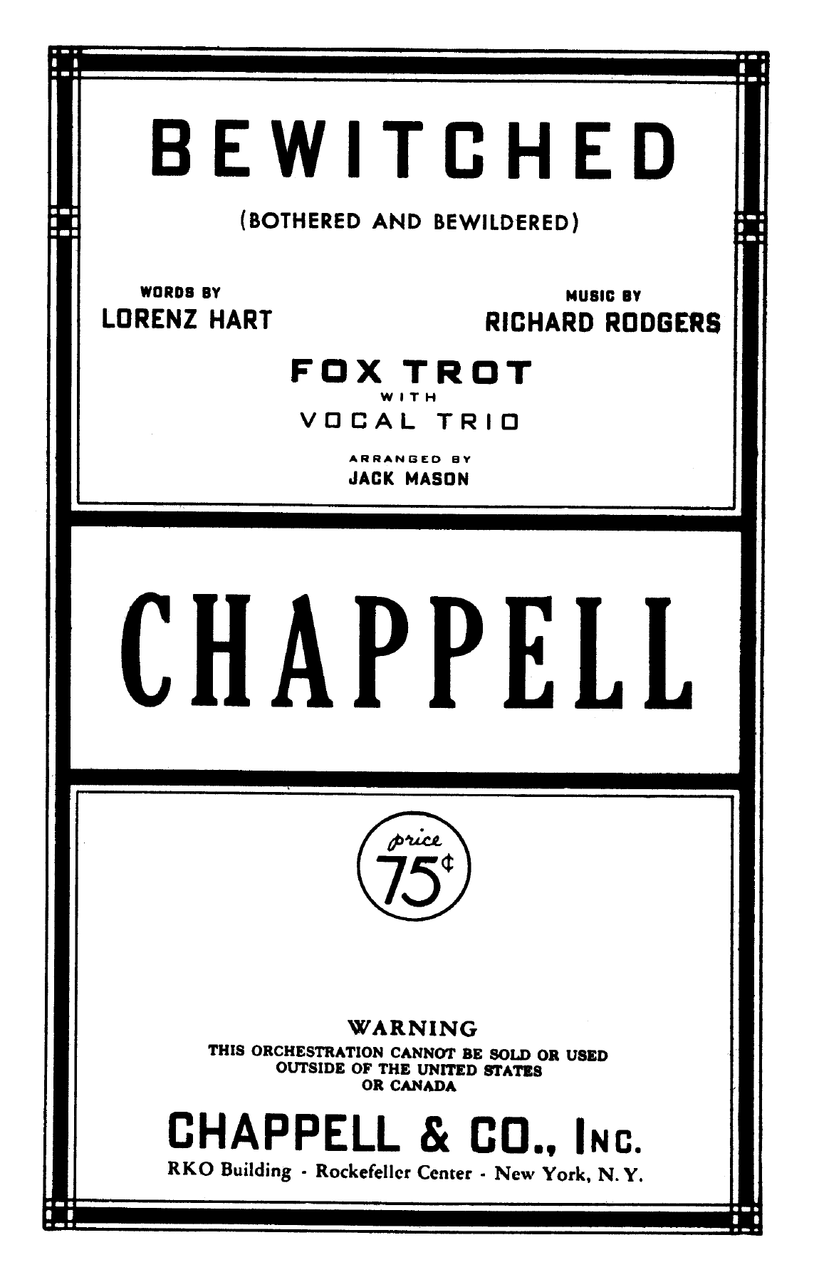 Bewitched — sheet music cover (first page)