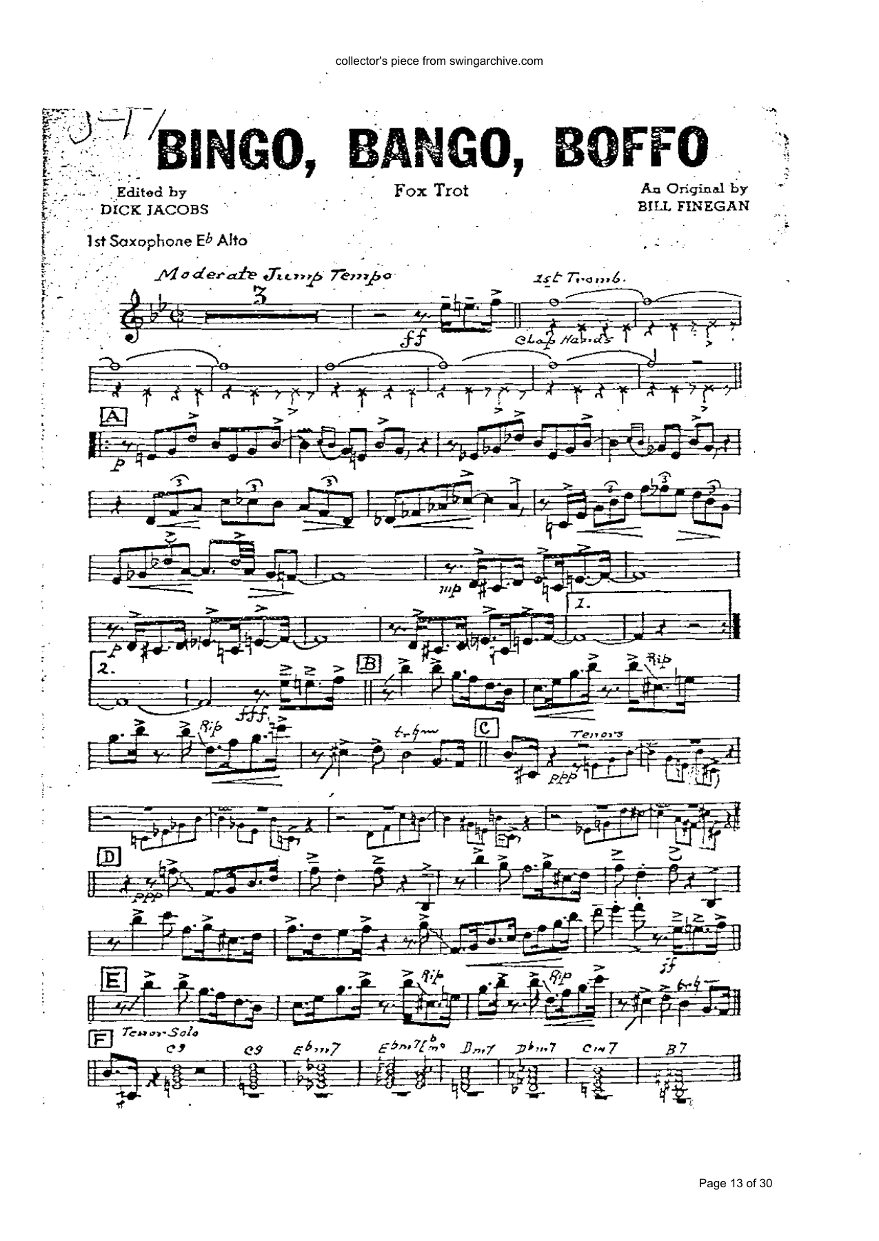 Bingo,Bango,Boffo — sheet music preview
