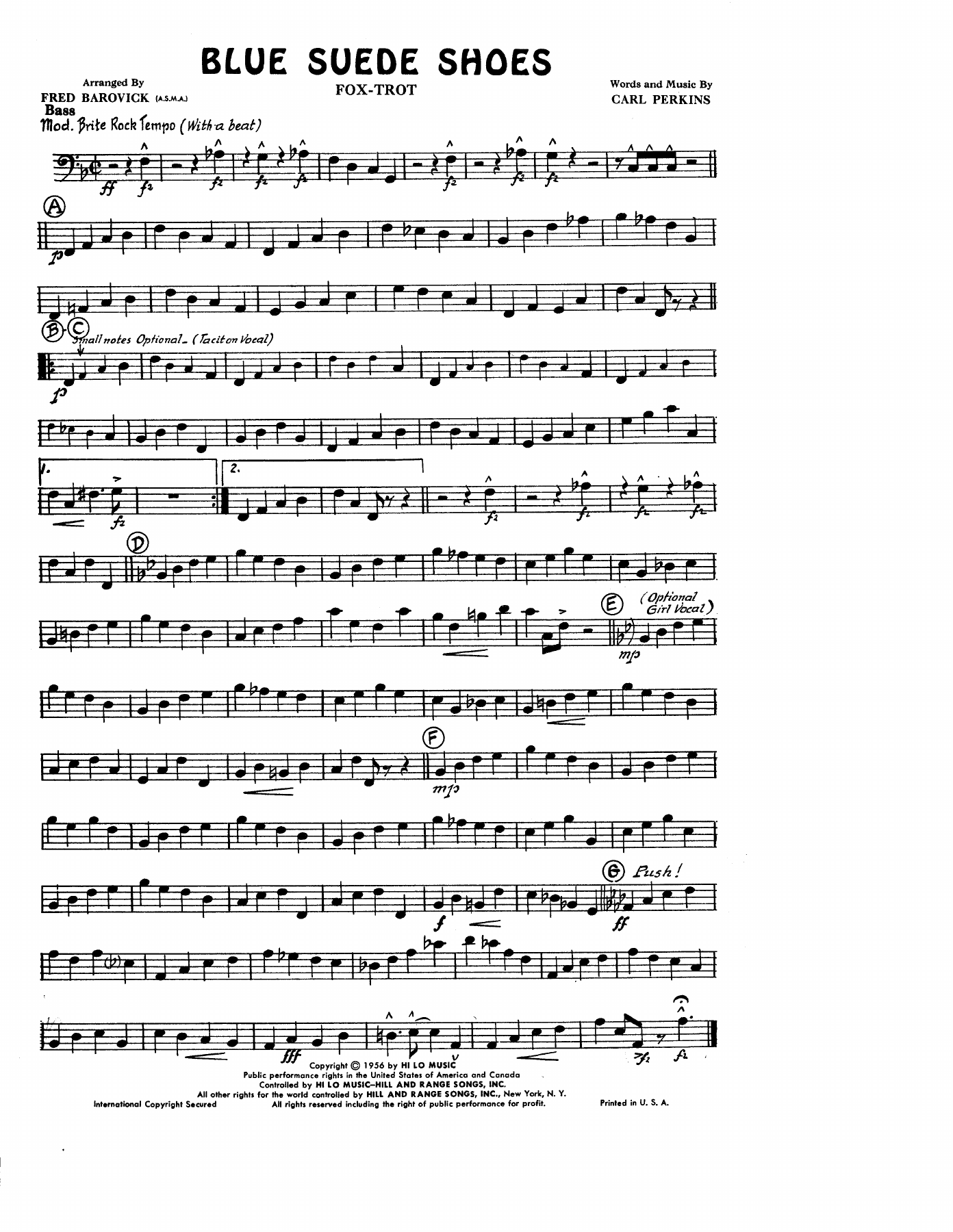 Blue Suede Shoes — sheet music cover (first page)