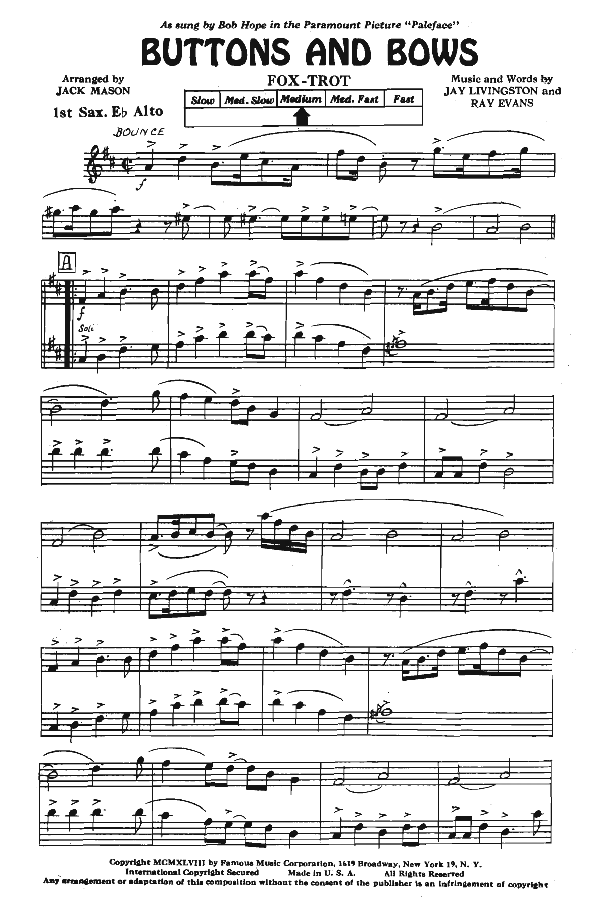 Buttons And Bows — sheet music cover (first page)