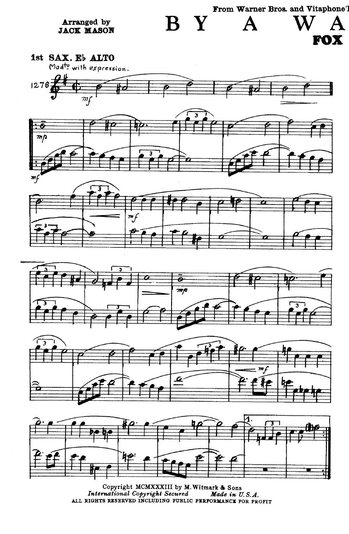 By A Waterfall — sheet music cover (first page)