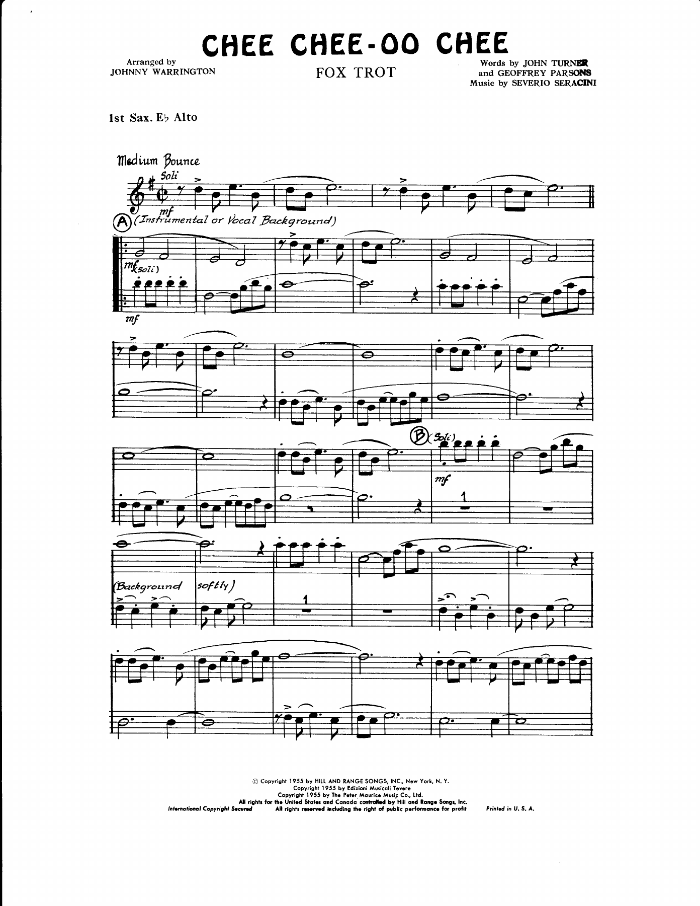 Chee Chee-OO Chee — sheet music cover (first page)