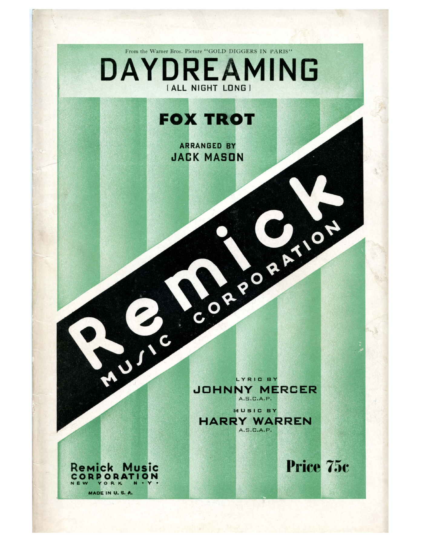 Daydreaming — sheet music cover (first page)