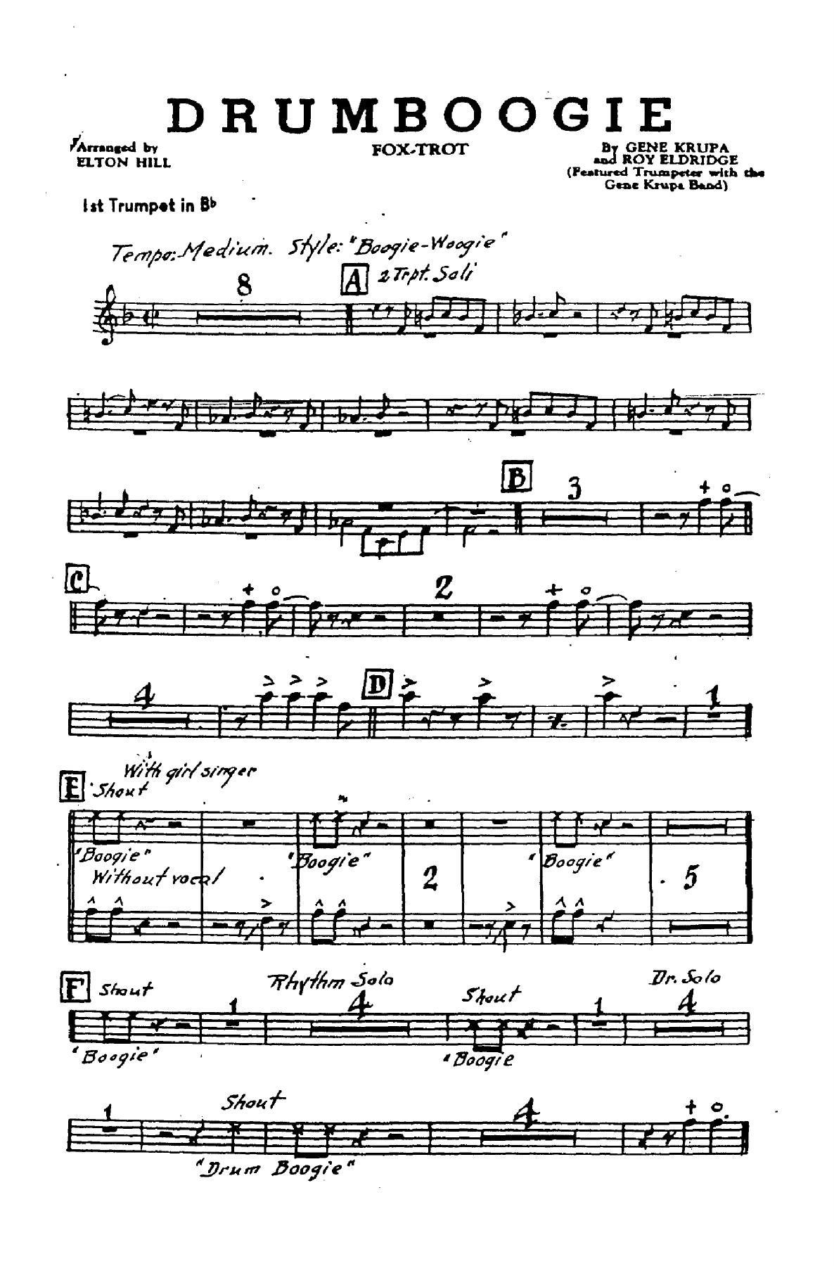 Drumboogie — sheet music cover (first page)