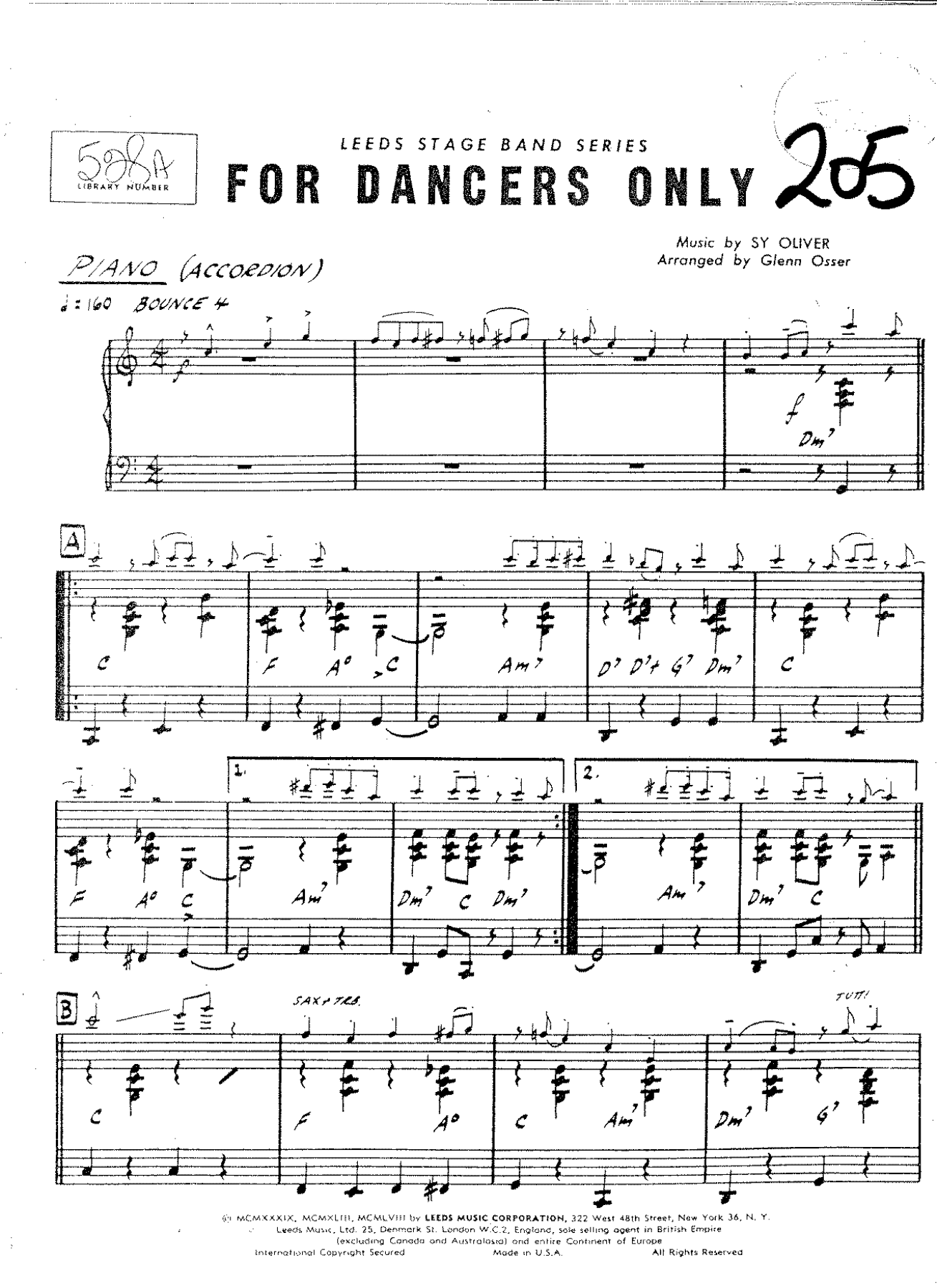 For Dancers Only — Big Band sheet music arranged by G. Osser | Foxtrot