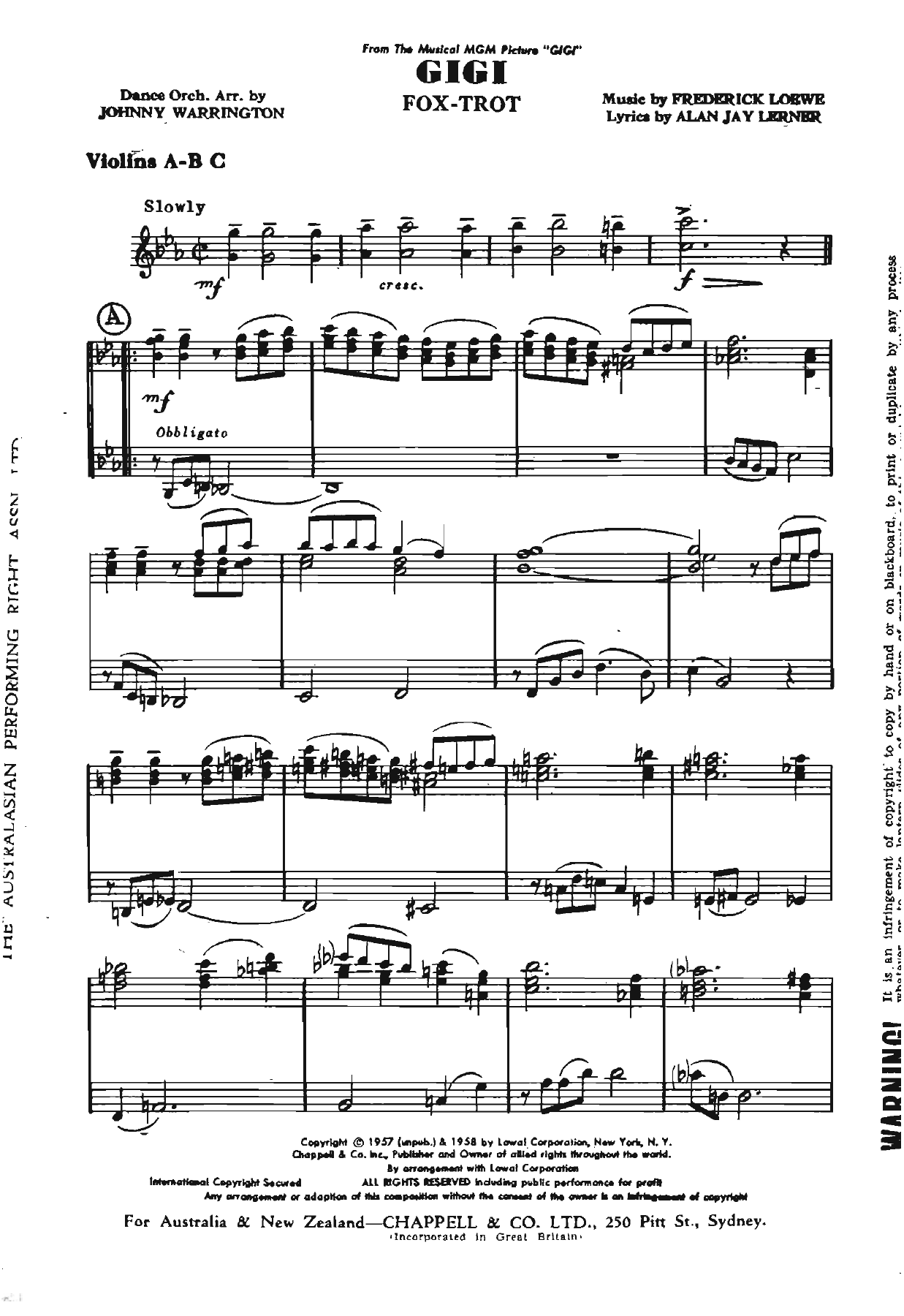 Gigi — sheet music cover (first page)