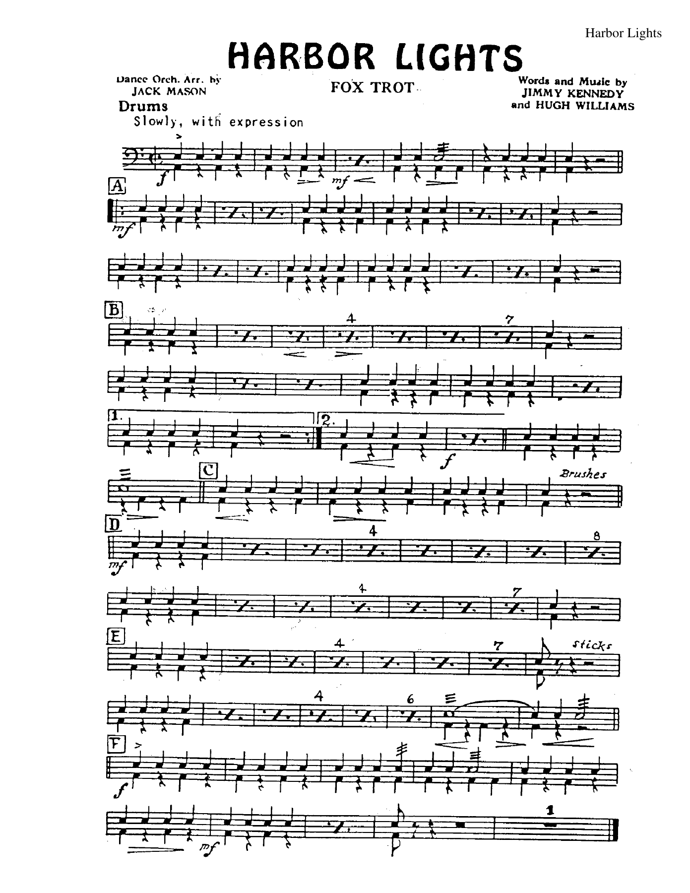 Harbor Lights — Big Band sheet music arranged by J. Mason | Foxtrot