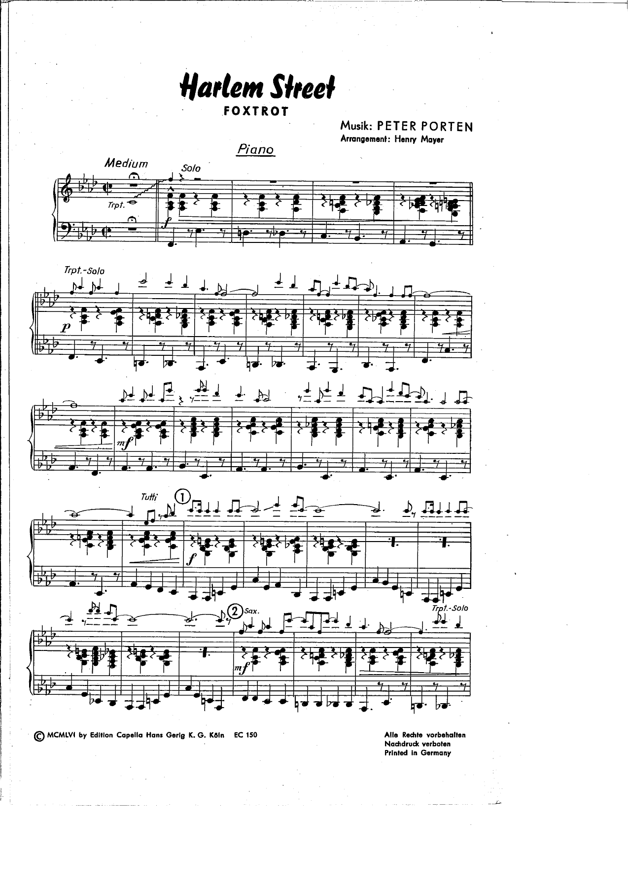 Harlem Street — sheet music cover (first page)
