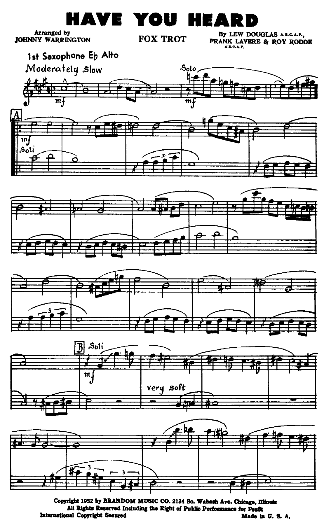 Have You Heard — Big Band sheet music arranged by J. Warrington | Foxtrot