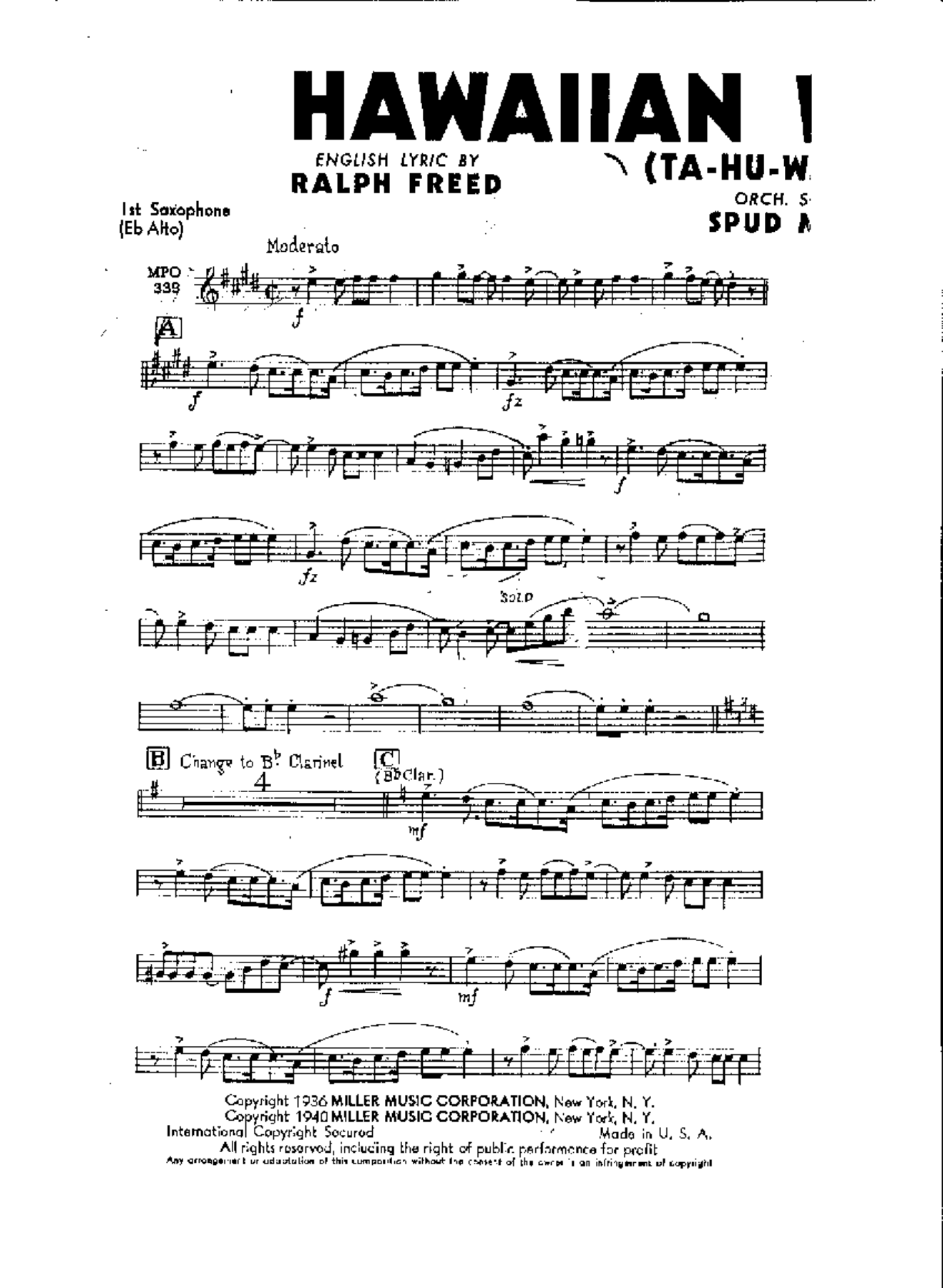 Hawaiian War Chant — sheet music preview