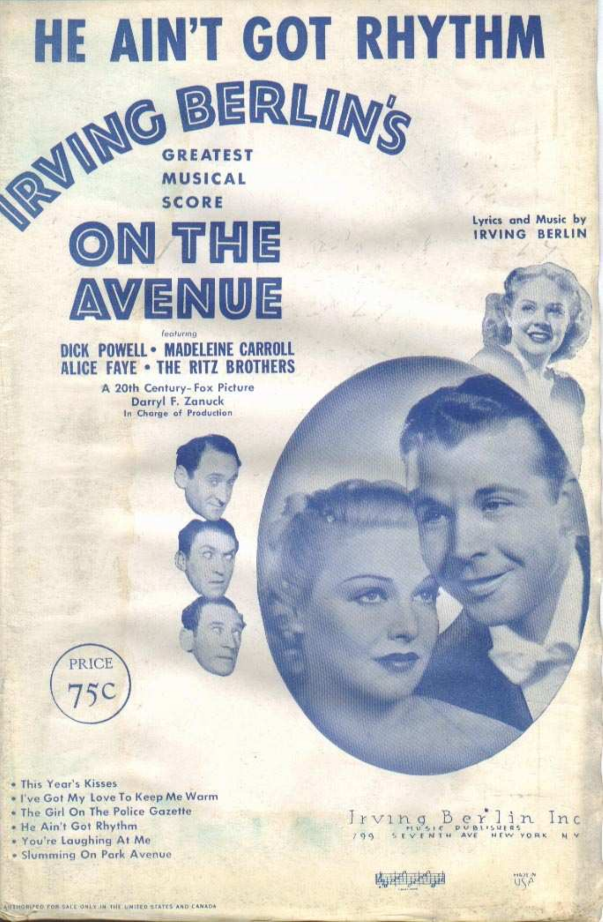 He Ain't Got Rhythm — sheet music cover (first page)