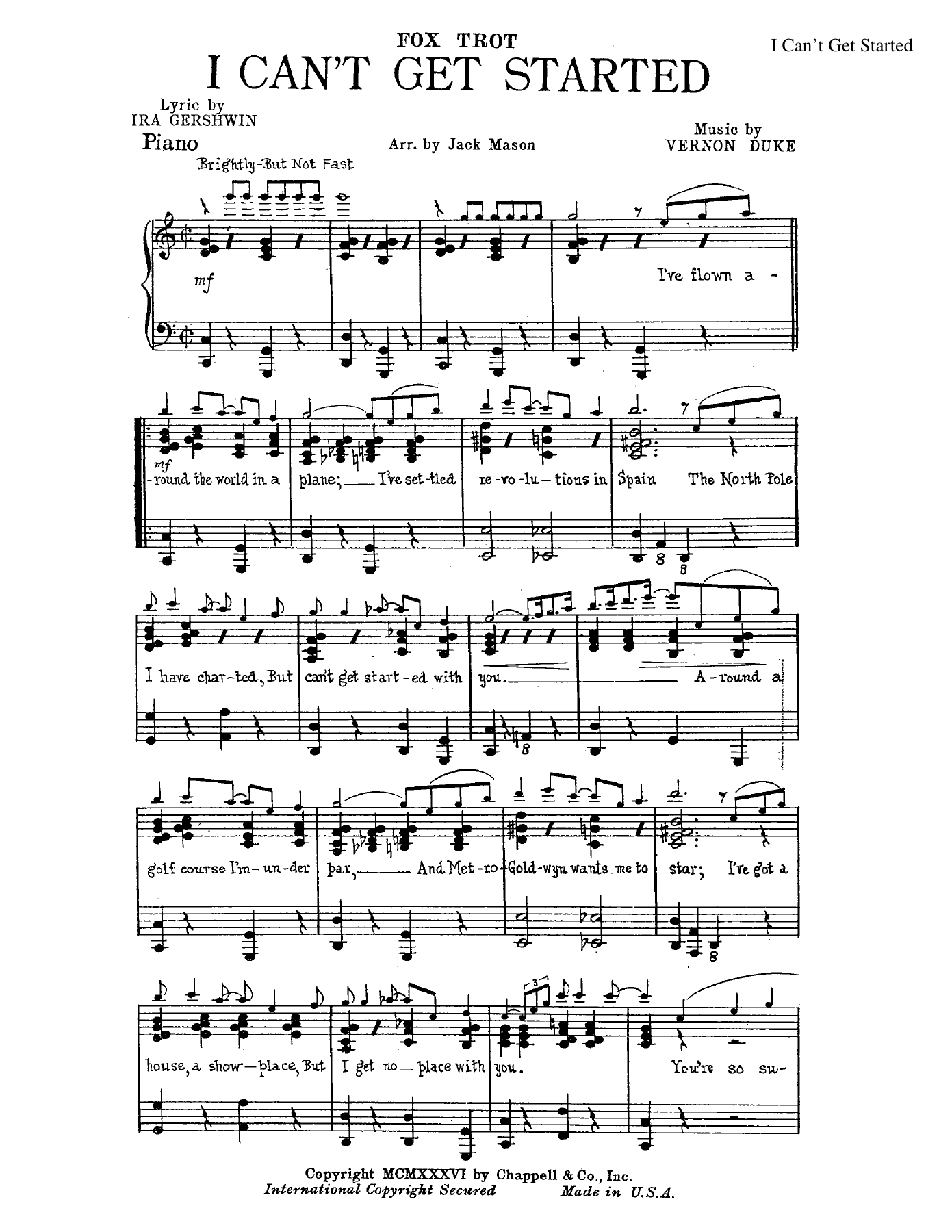 I Can't Get Started — Big Band sheet music arranged by J. Mason | Foxtrot