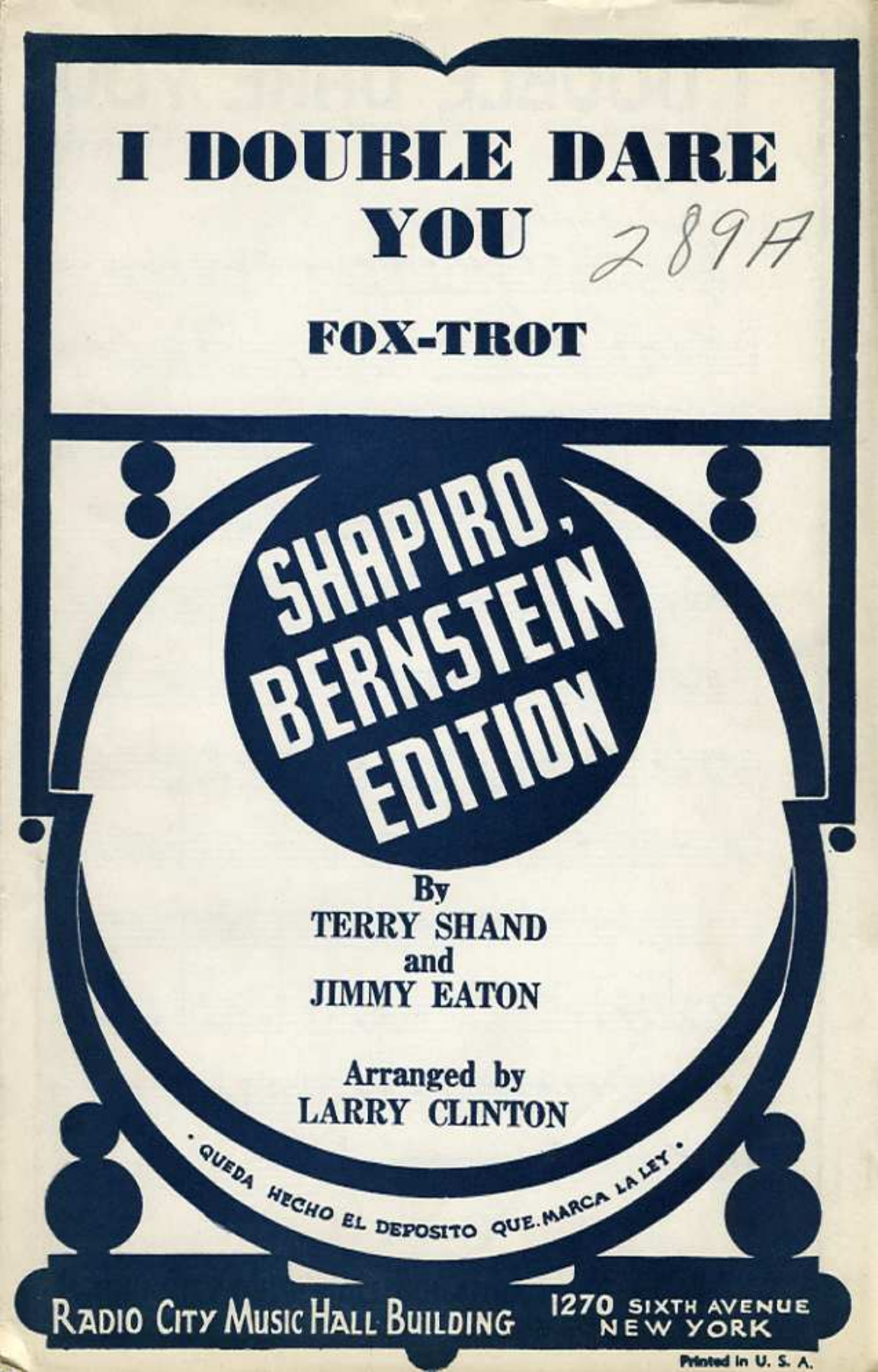 I Double Dare You — sheet music cover (first page)