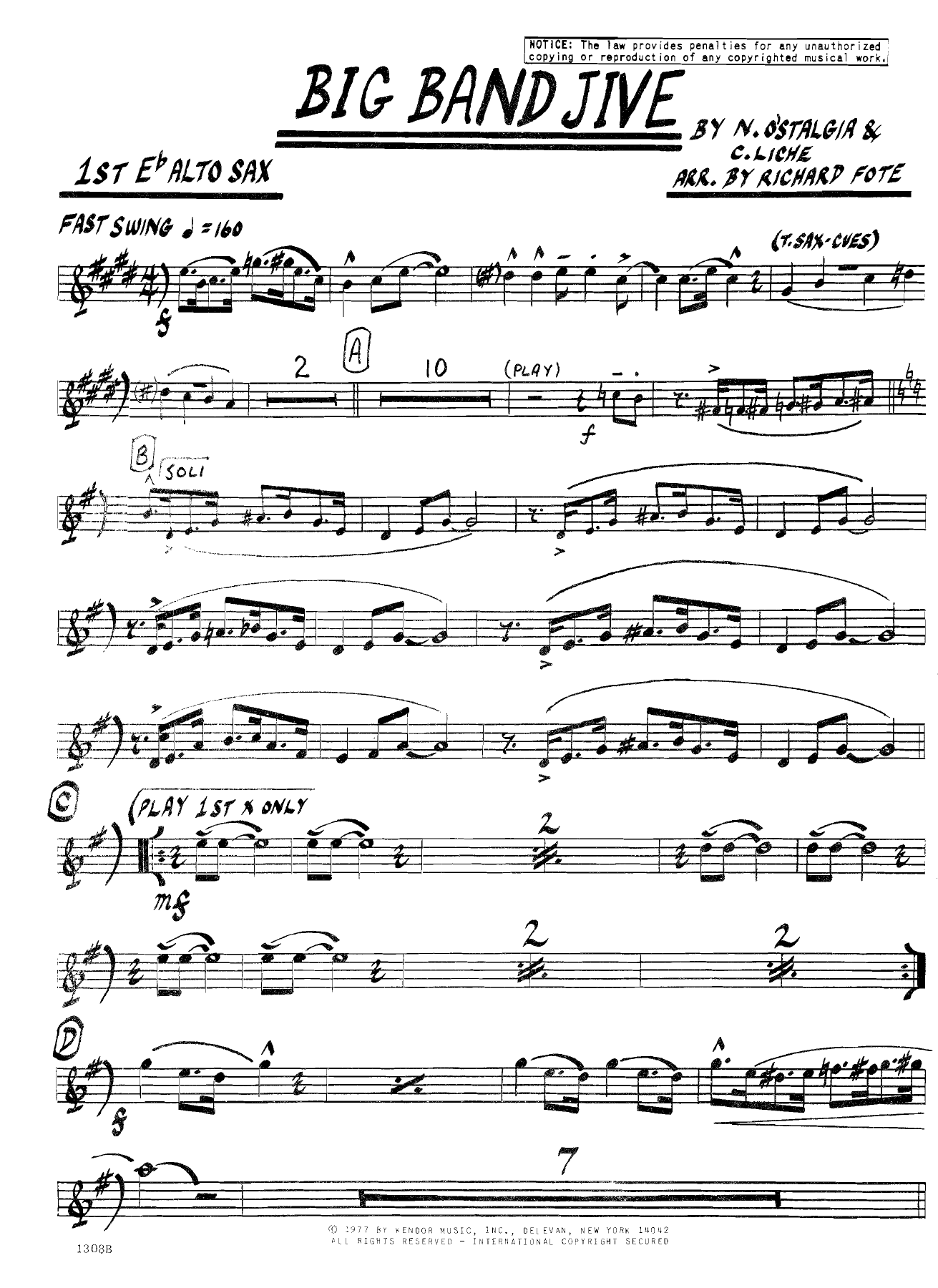 Big Band Jive — sheet music cover (first page)
