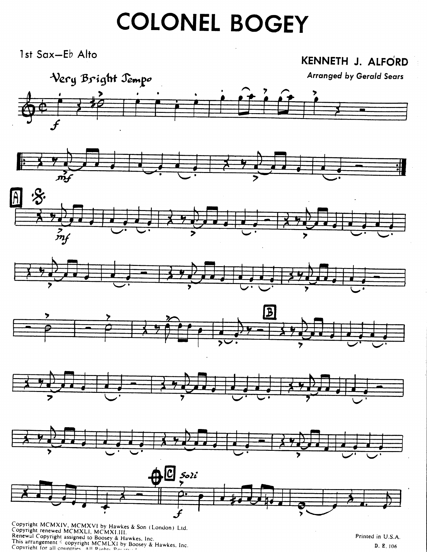 Colonel Bogey — sheet music cover (first page)