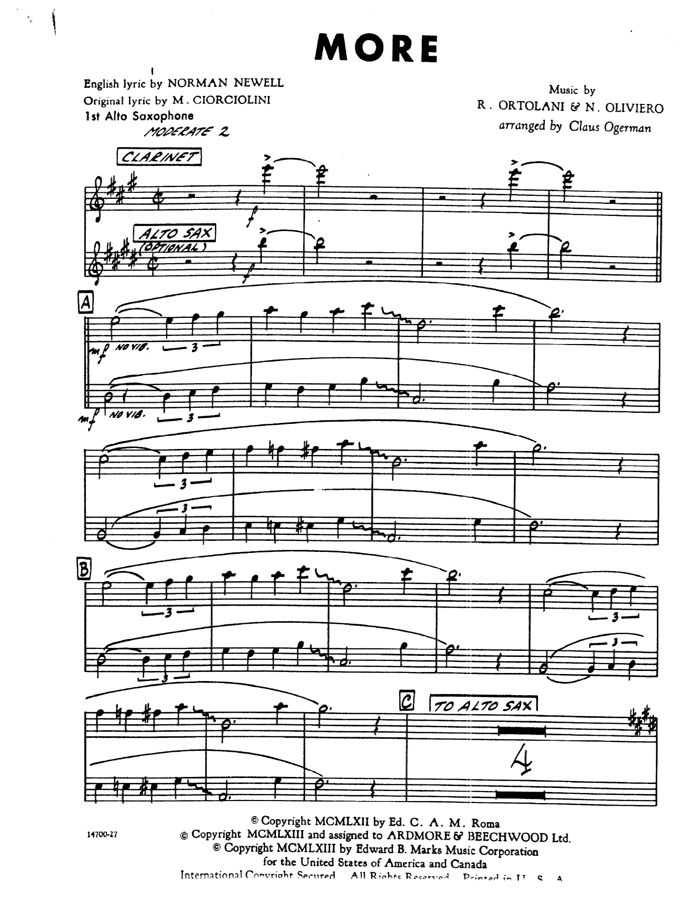 More — sheet music cover (first page)