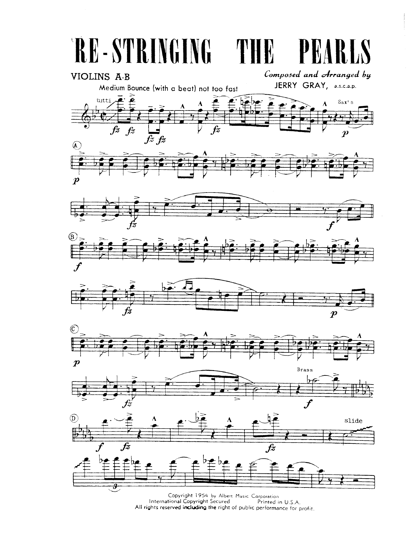 Re-Stringing The Pearls — sheet music cover (first page)
