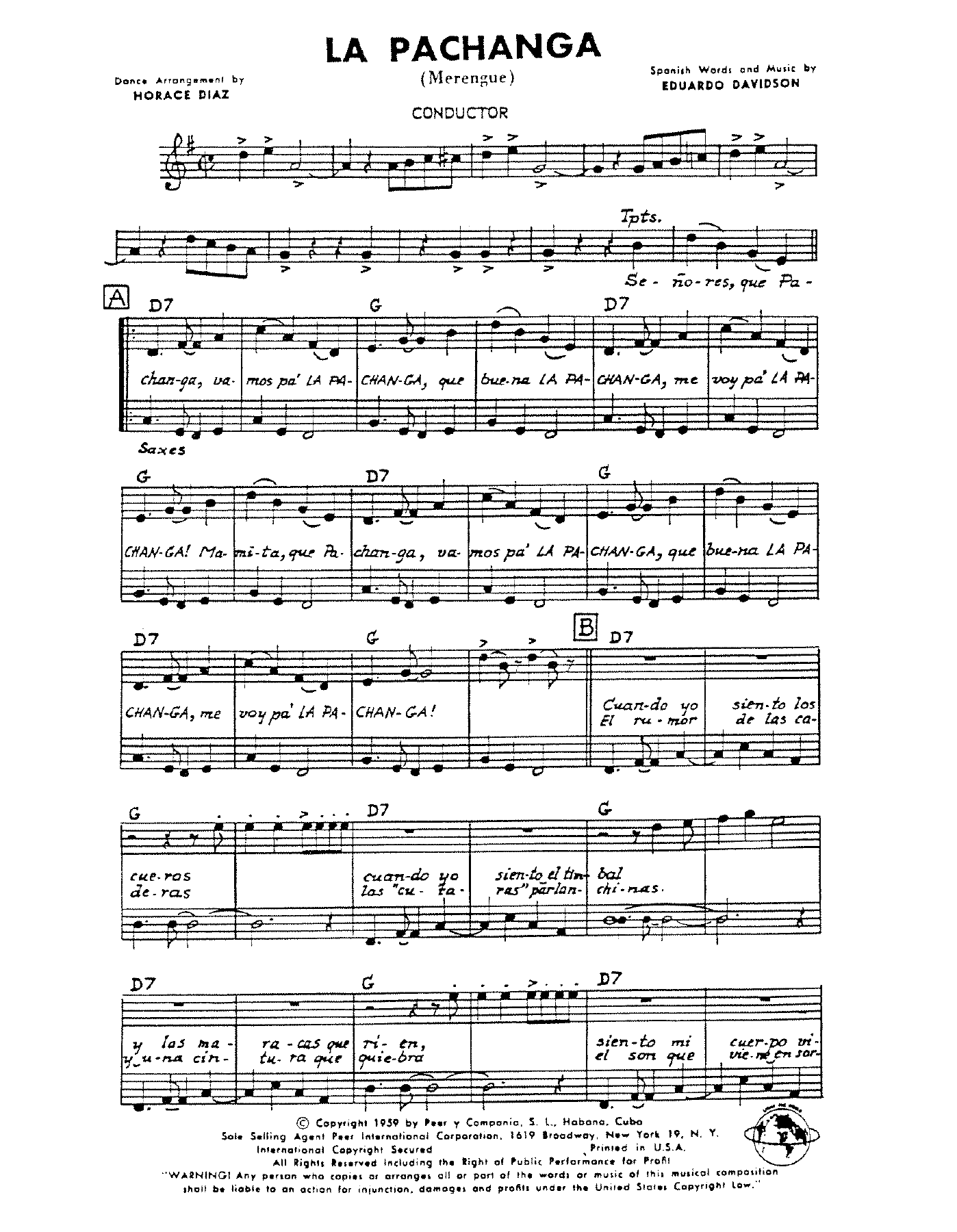 La Pachanga — sheet music preview