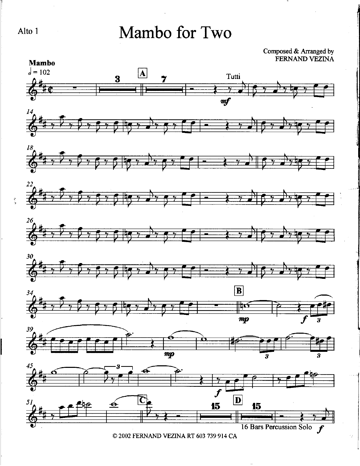 Mambo For Two — sheet music cover (first page)
