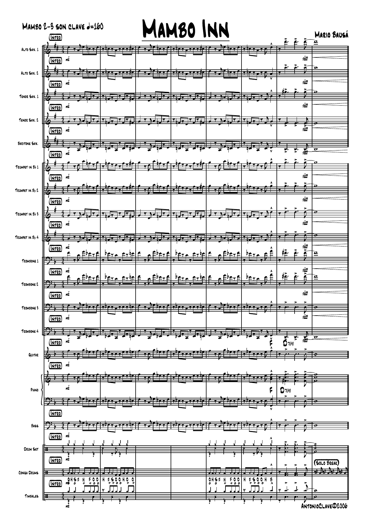 Mambo Inn — sheet music cover (first page)