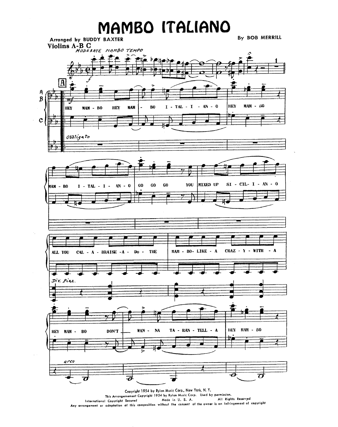 Mambo Italiano — sheet music cover (first page)