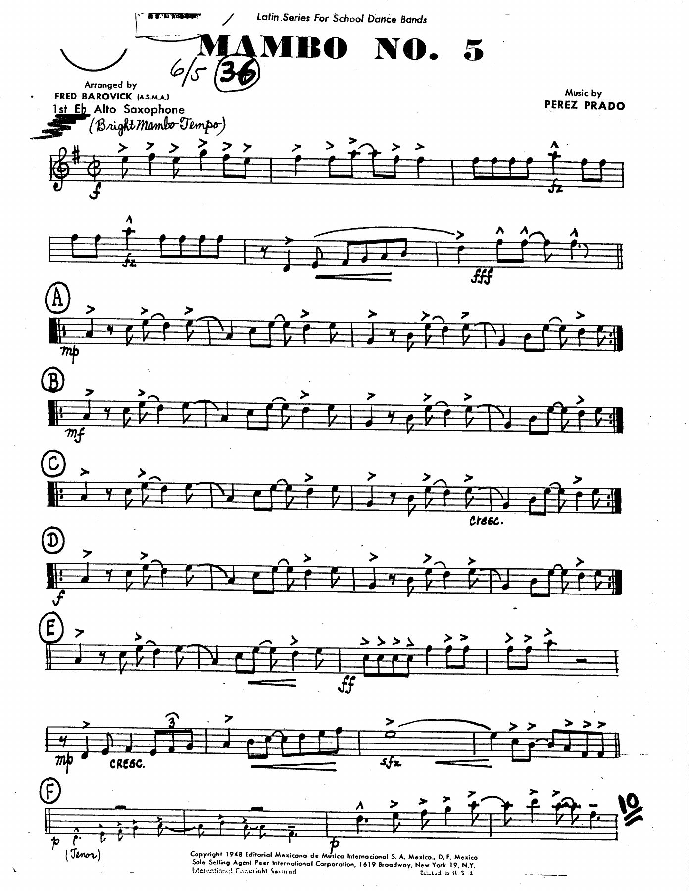 Mambo No.5 — sheet music cover (first page)