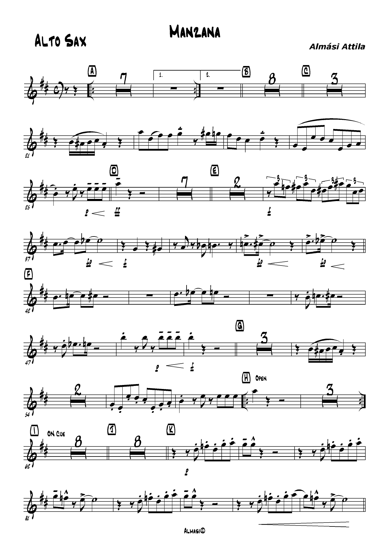 Manzana — sheet music cover (first page)
