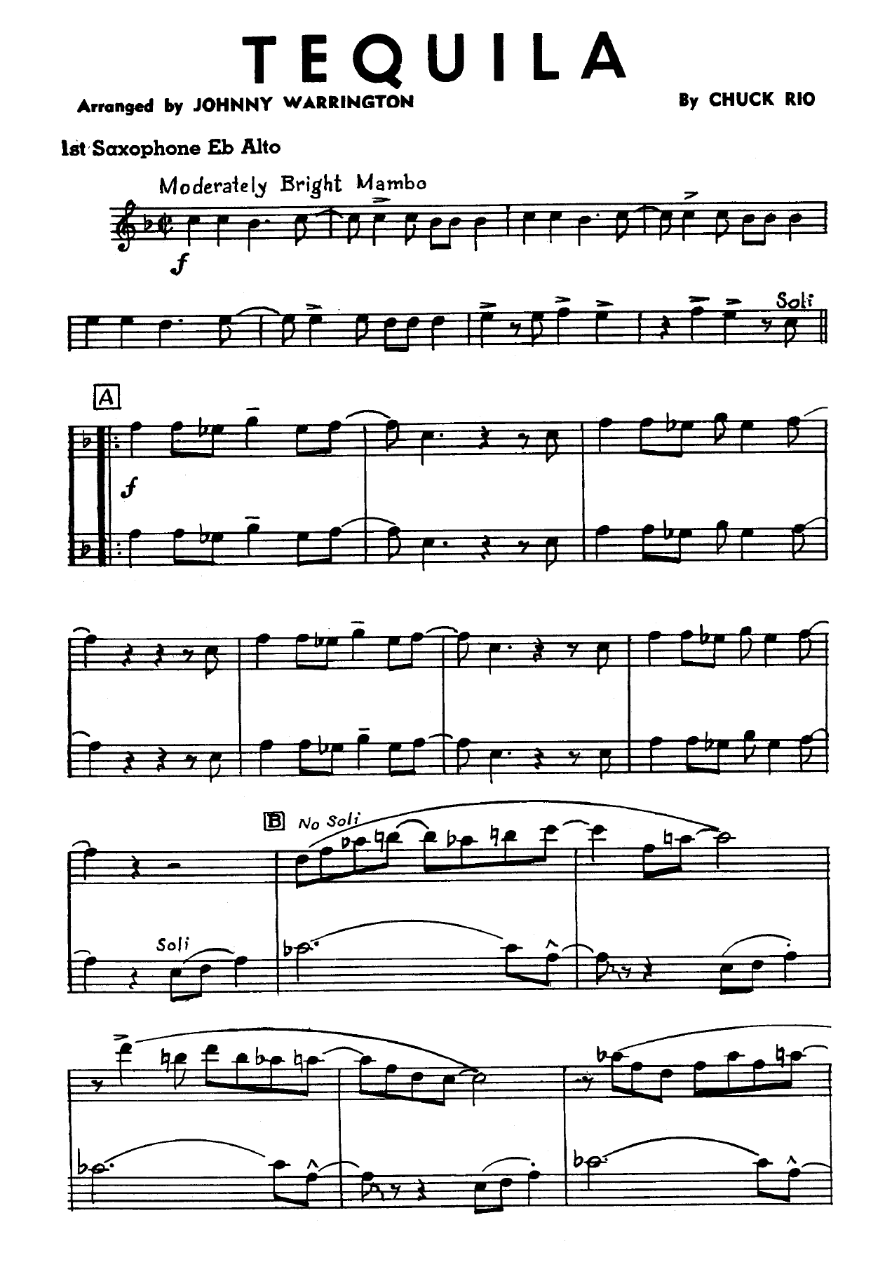 Tequila — sheet music preview