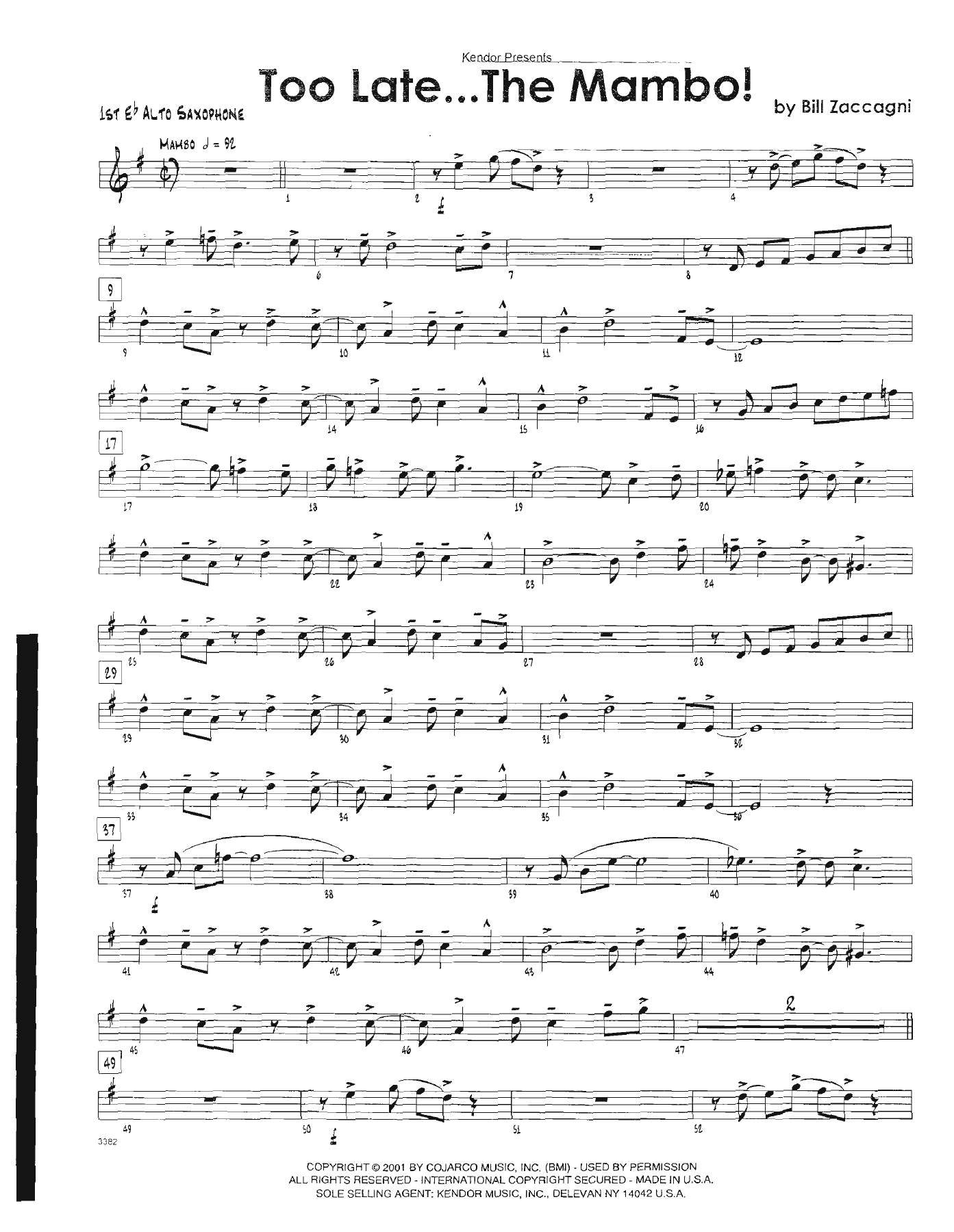 Too Late.... The Mambo — sheet music cover (first page)