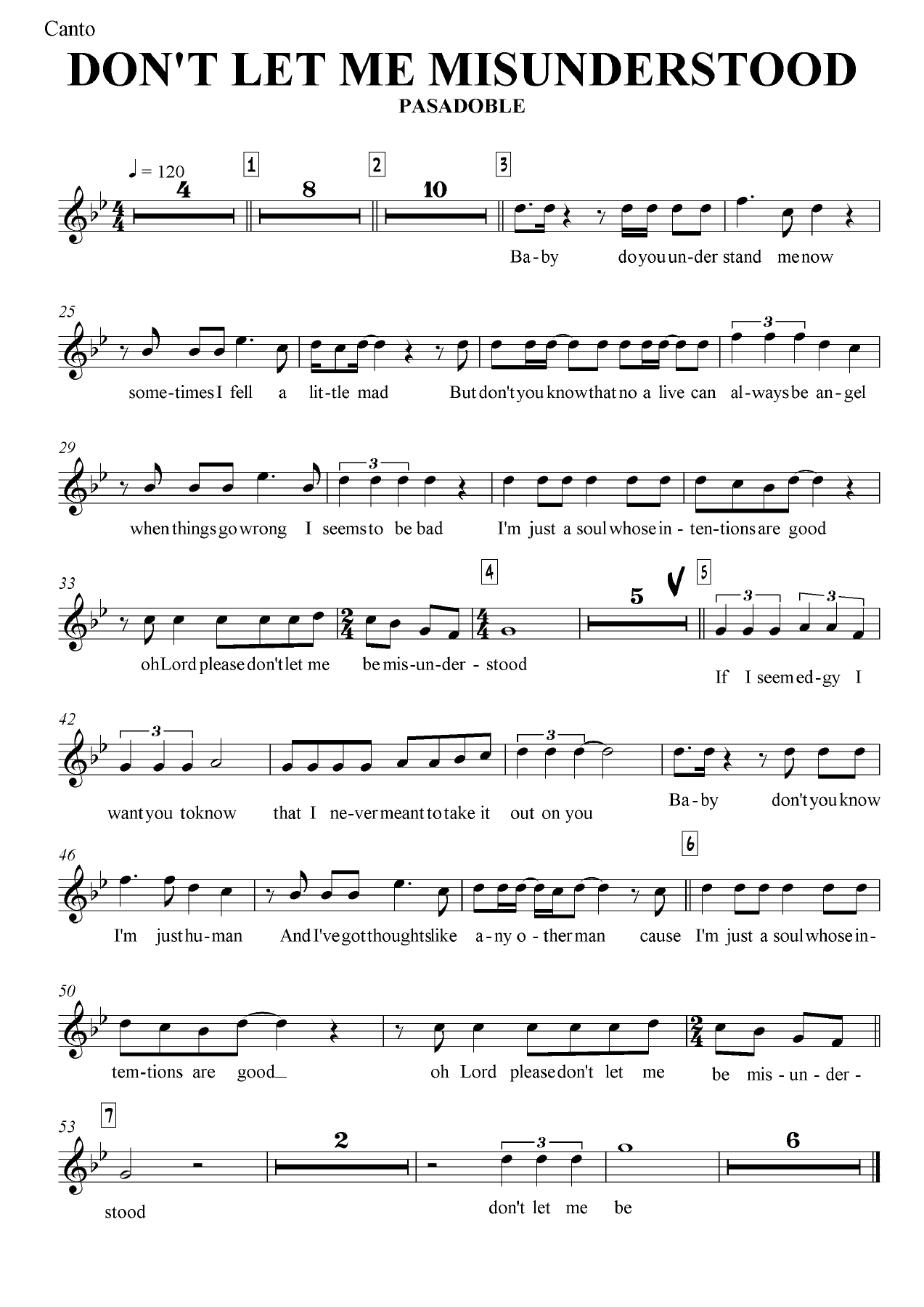 Don't Let Me Misunderstood - Pasadoble — sheet music preview