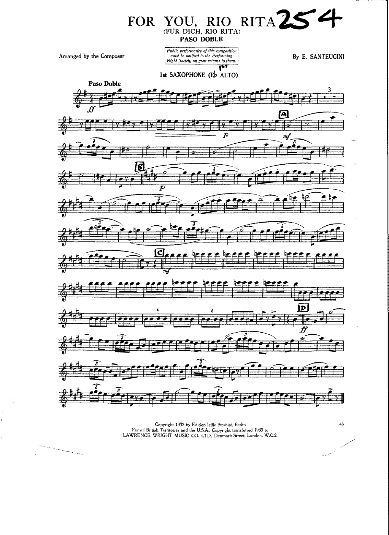 For You, Rio Rita — sheet music preview