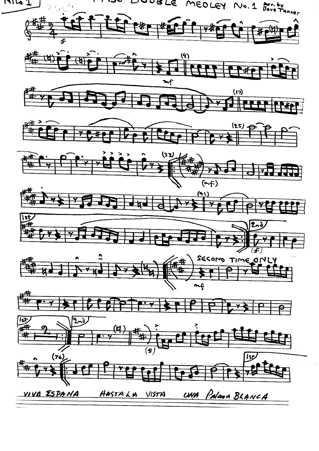 Paso Doble Medley — sheet music cover (first page)