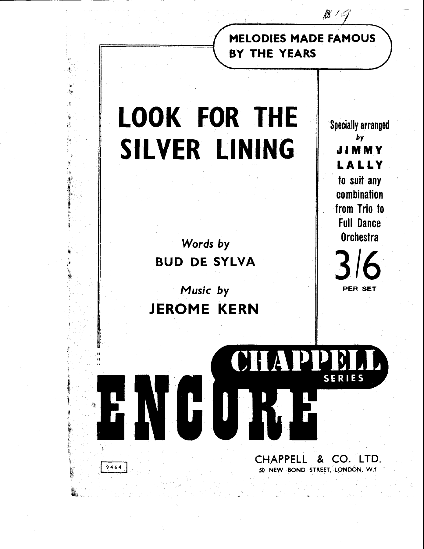 Look For The Silver Lining — sheet music cover (first page)