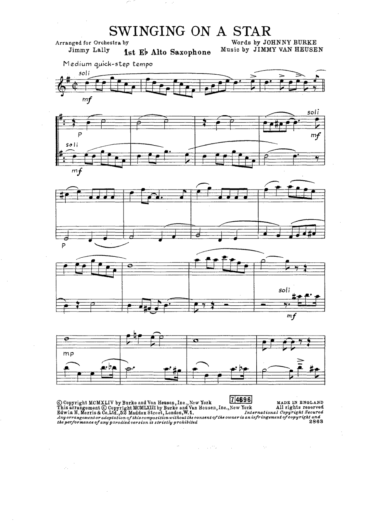 Swingin On A Star — Big Band sheet music arranged by J. Lally | Quickstep