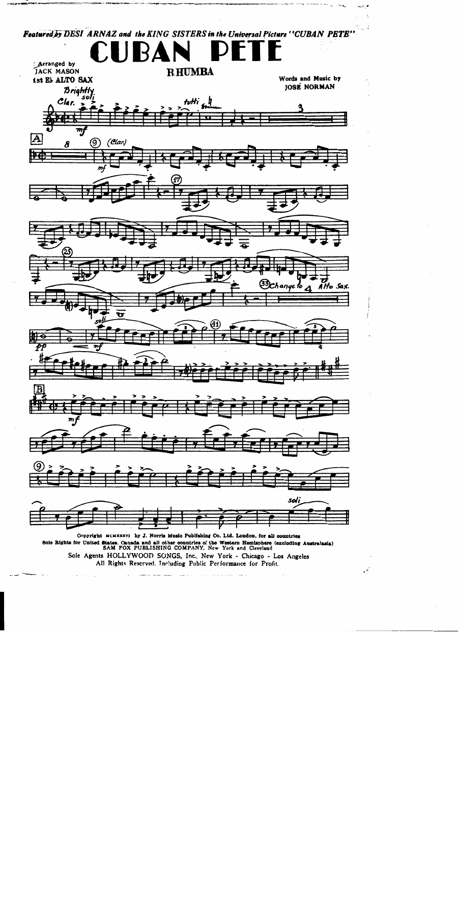 Cuban Pete — sheet music cover (first page)