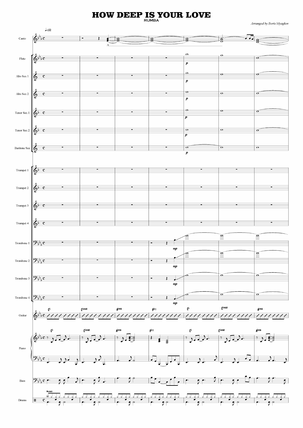 How Deep Is Your Love — sheet music cover (first page)