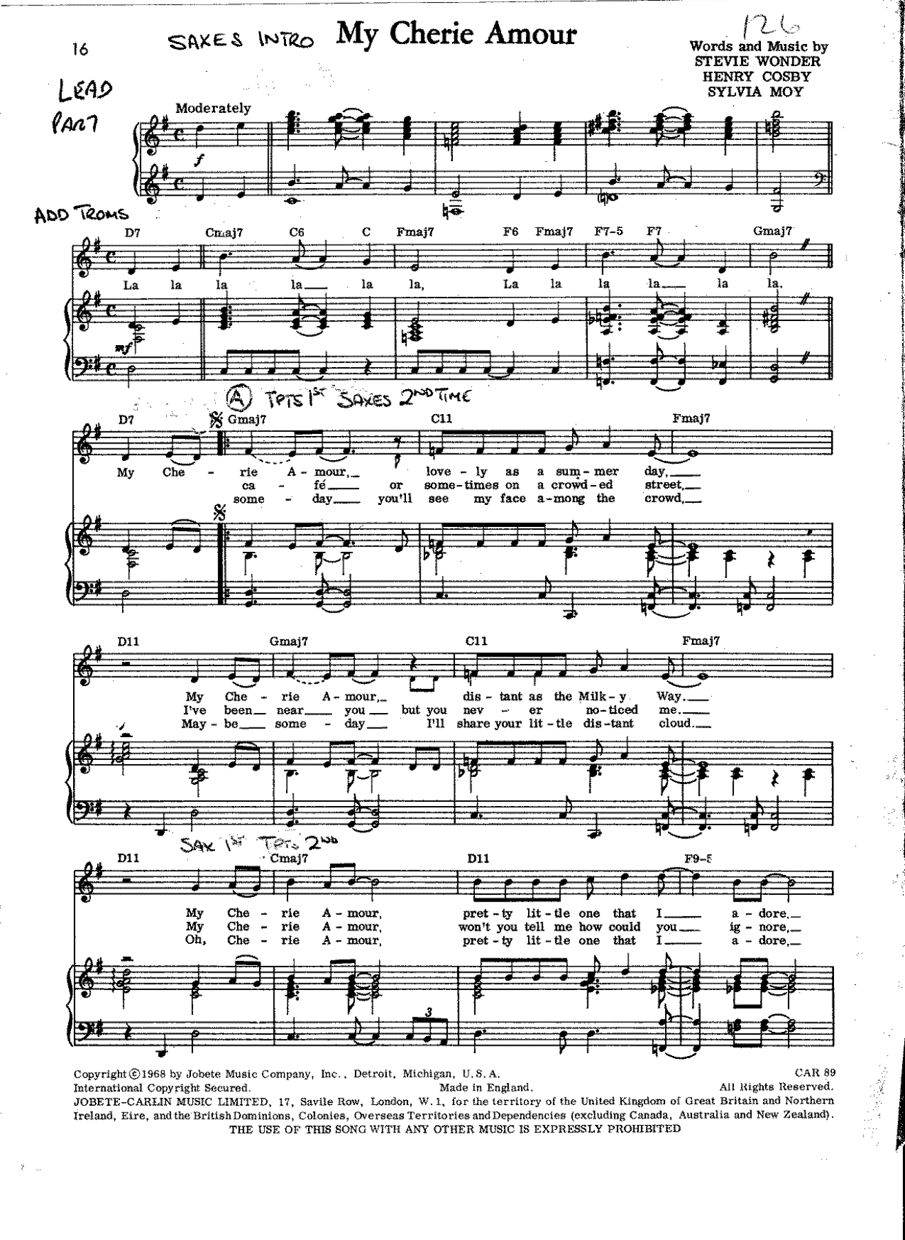 My Cherie Amour — Big Band sheet music arranged by S. Nestico | Rumba