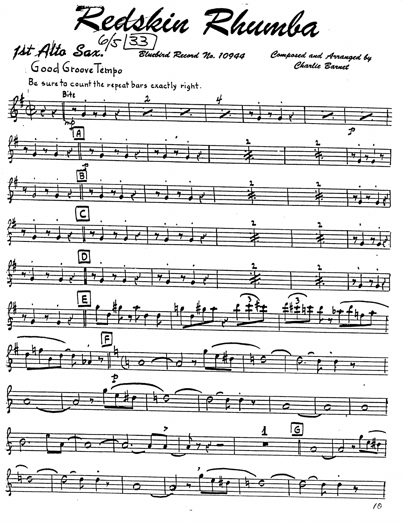 Redskin Rhumba — sheet music preview