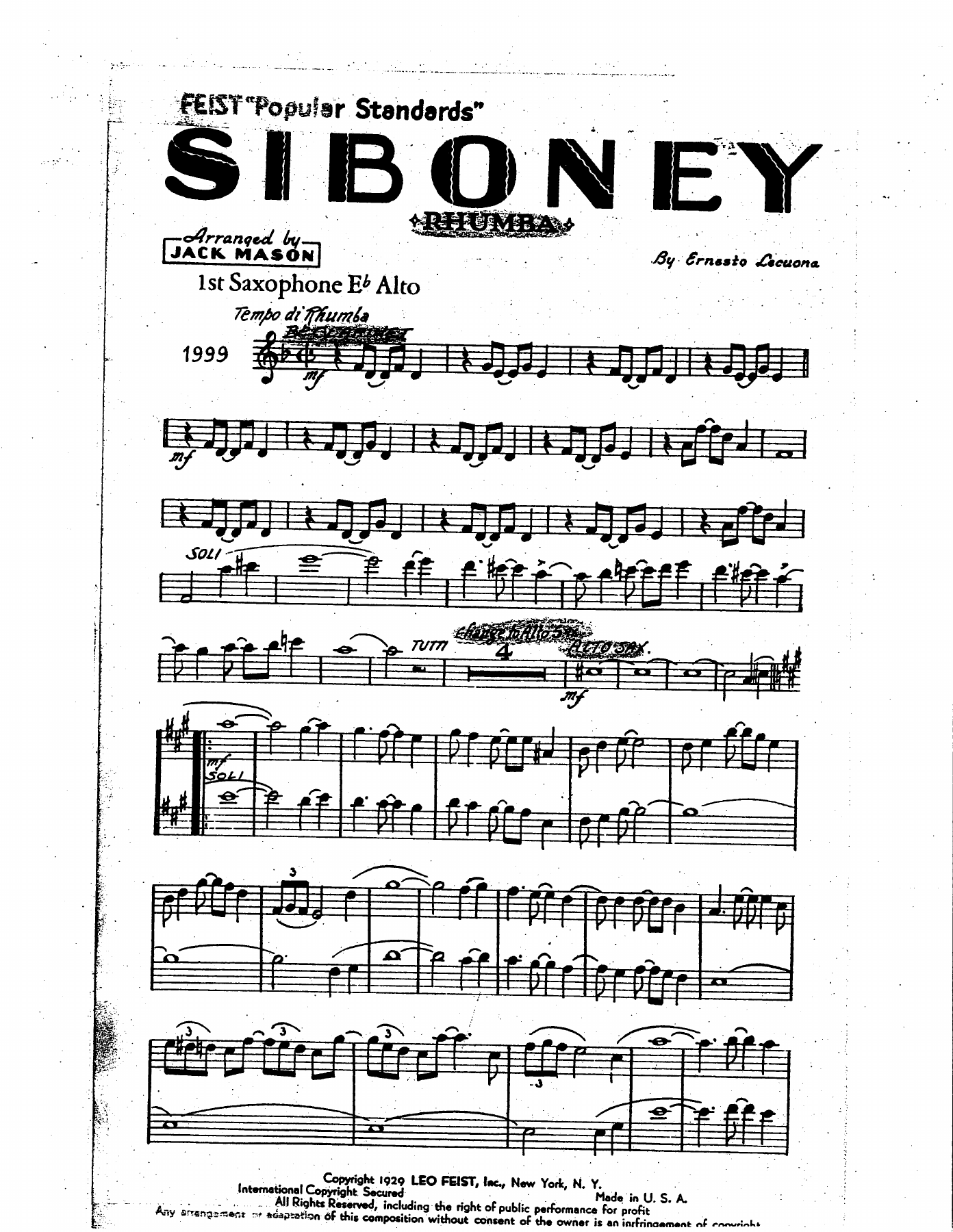 Siboney — sheet music cover (first page)