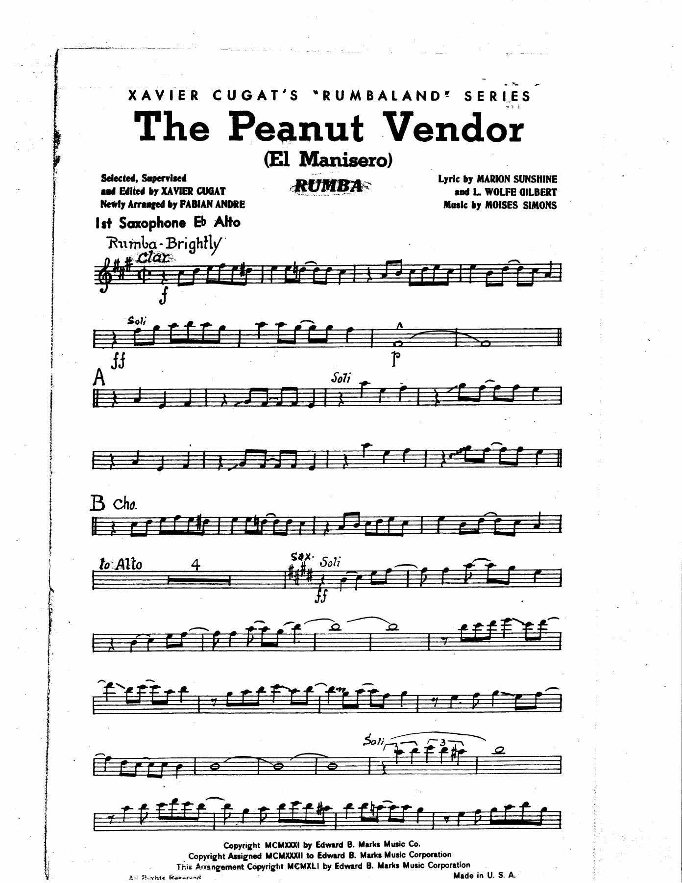 The Peanut Vendor — sheet music preview
