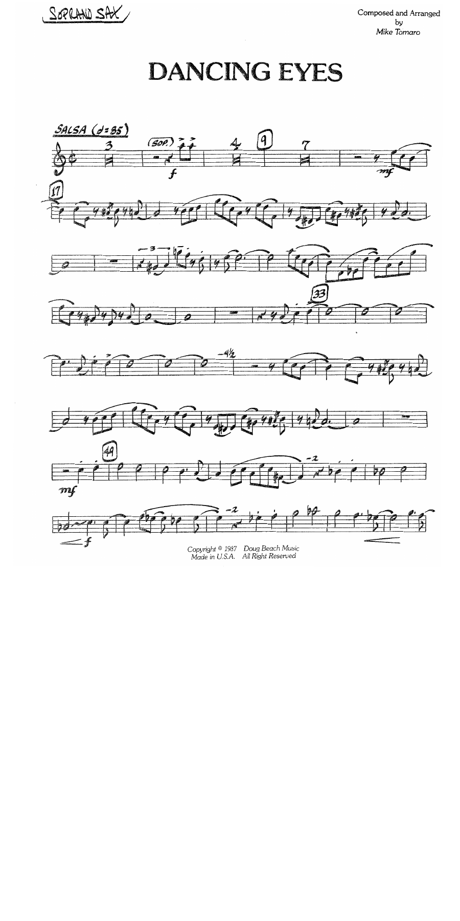Dancing Eyes — sheet music cover (first page)