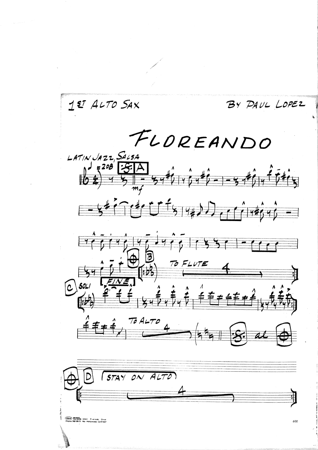 Floreando — Big Band sheet music arranged by P. Lopez | Salsa
