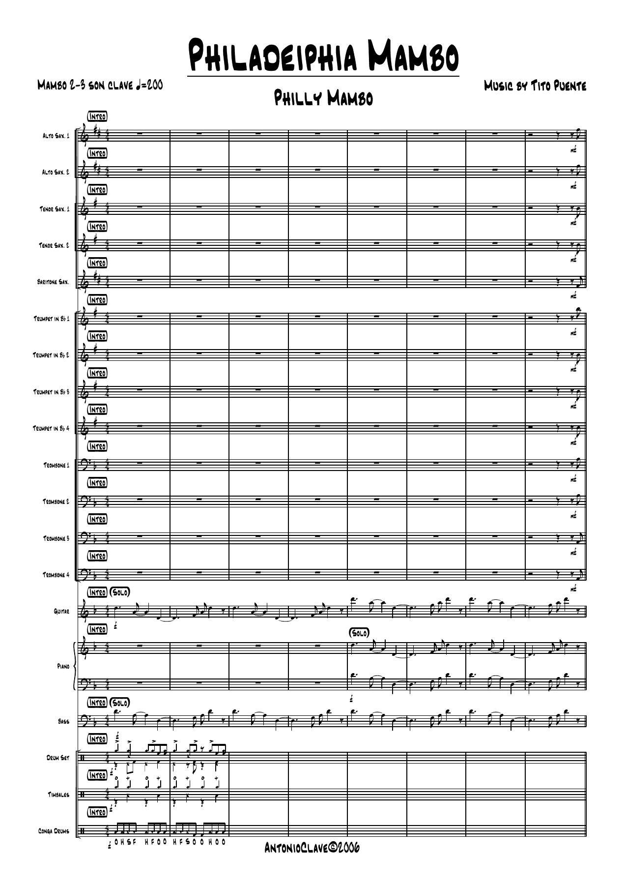 Philadelphia Mambo — sheet music cover (first page)