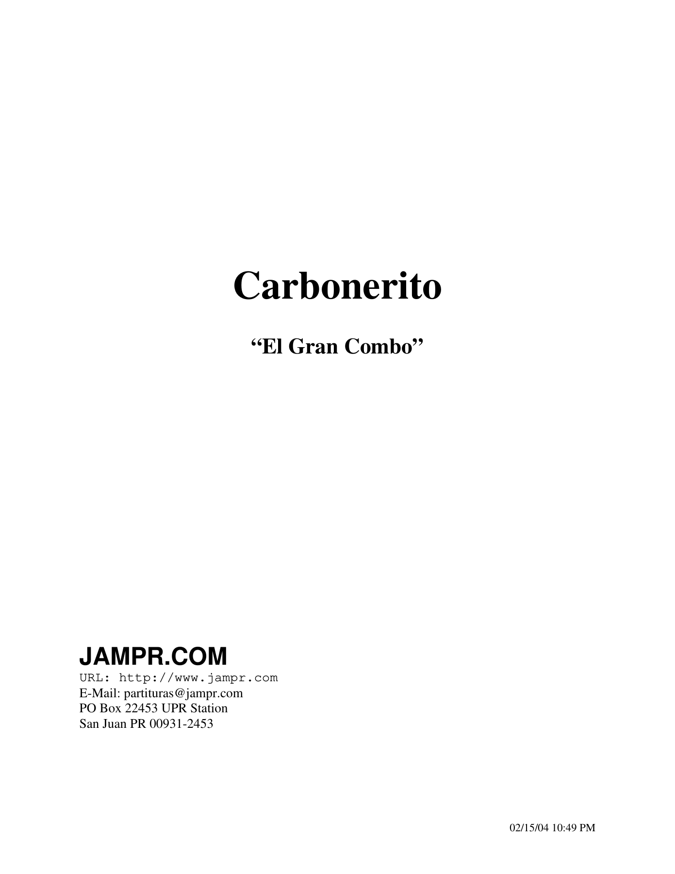 Carbonerito - El Gran Combo — sheet music preview