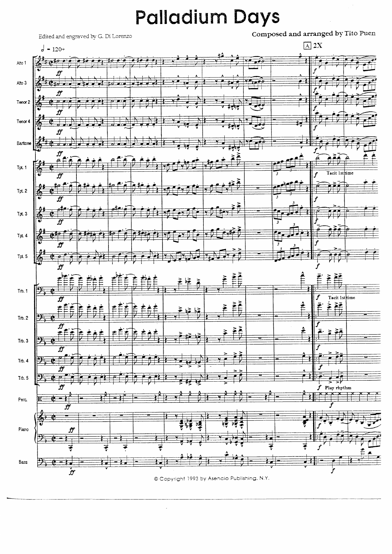 Paladium Days — sheet music cover (first page)
