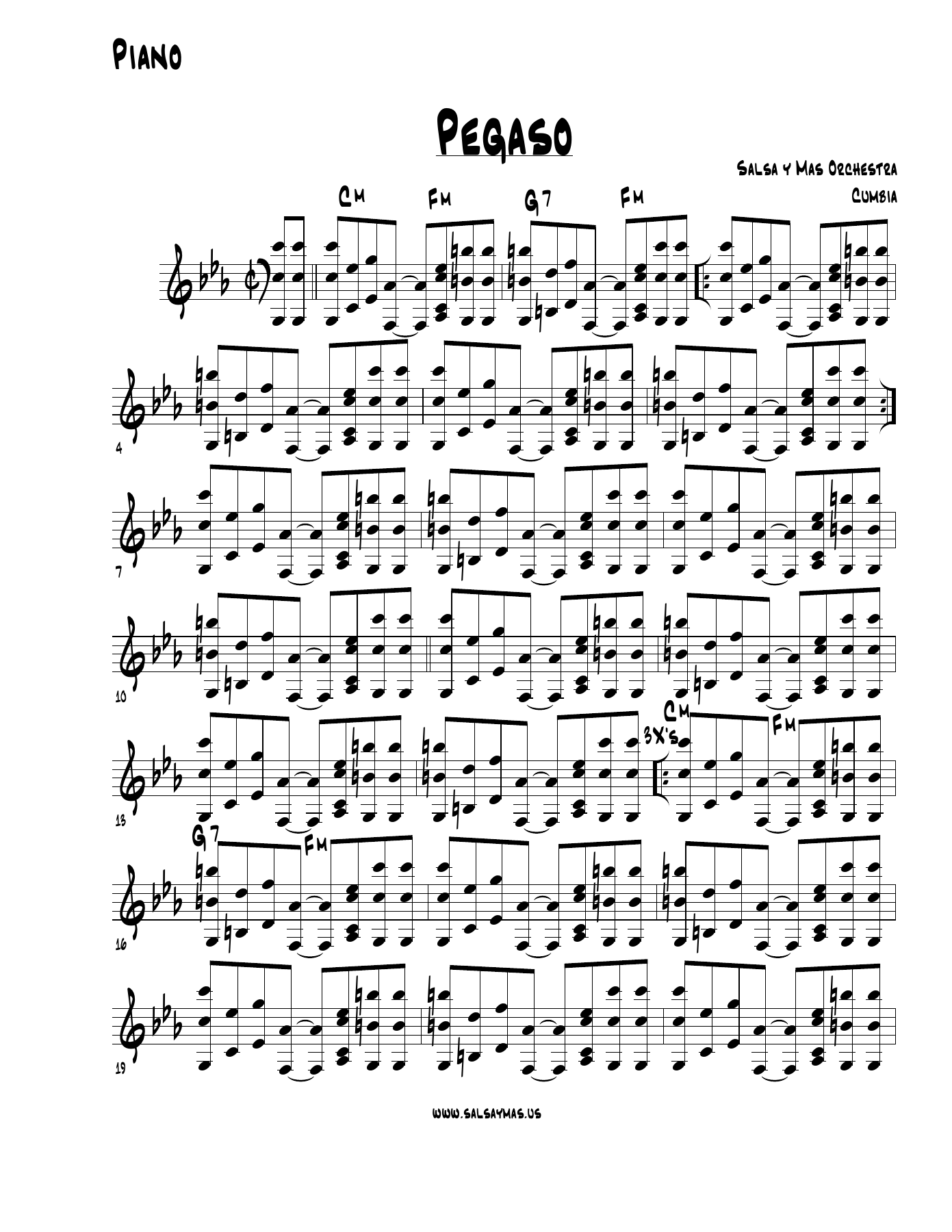 Pegaso-Cumbia — sheet music cover (first page)