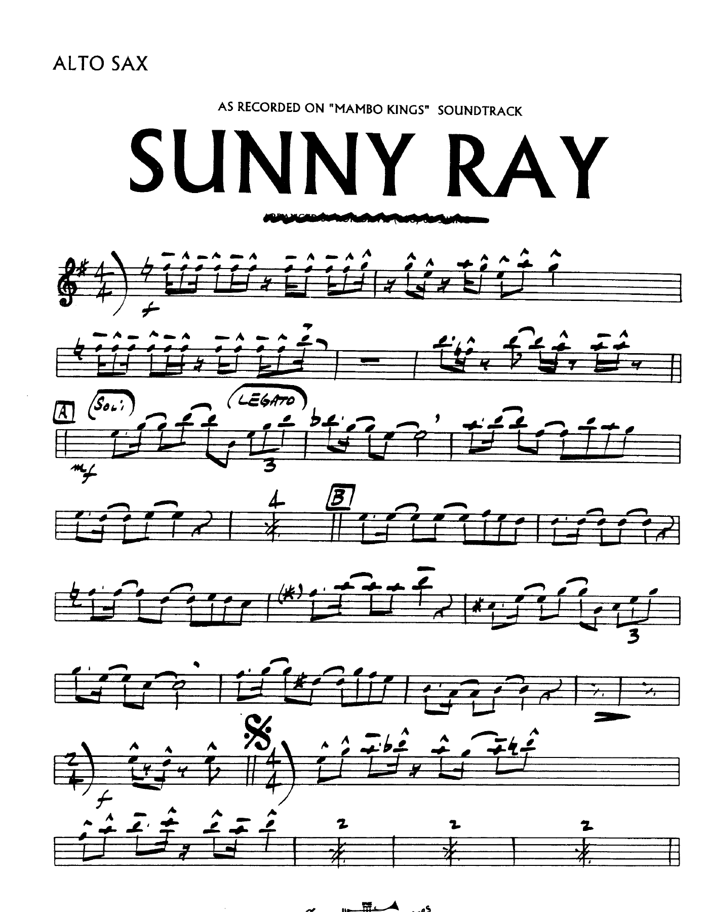 Sunny Ray — sheet music preview