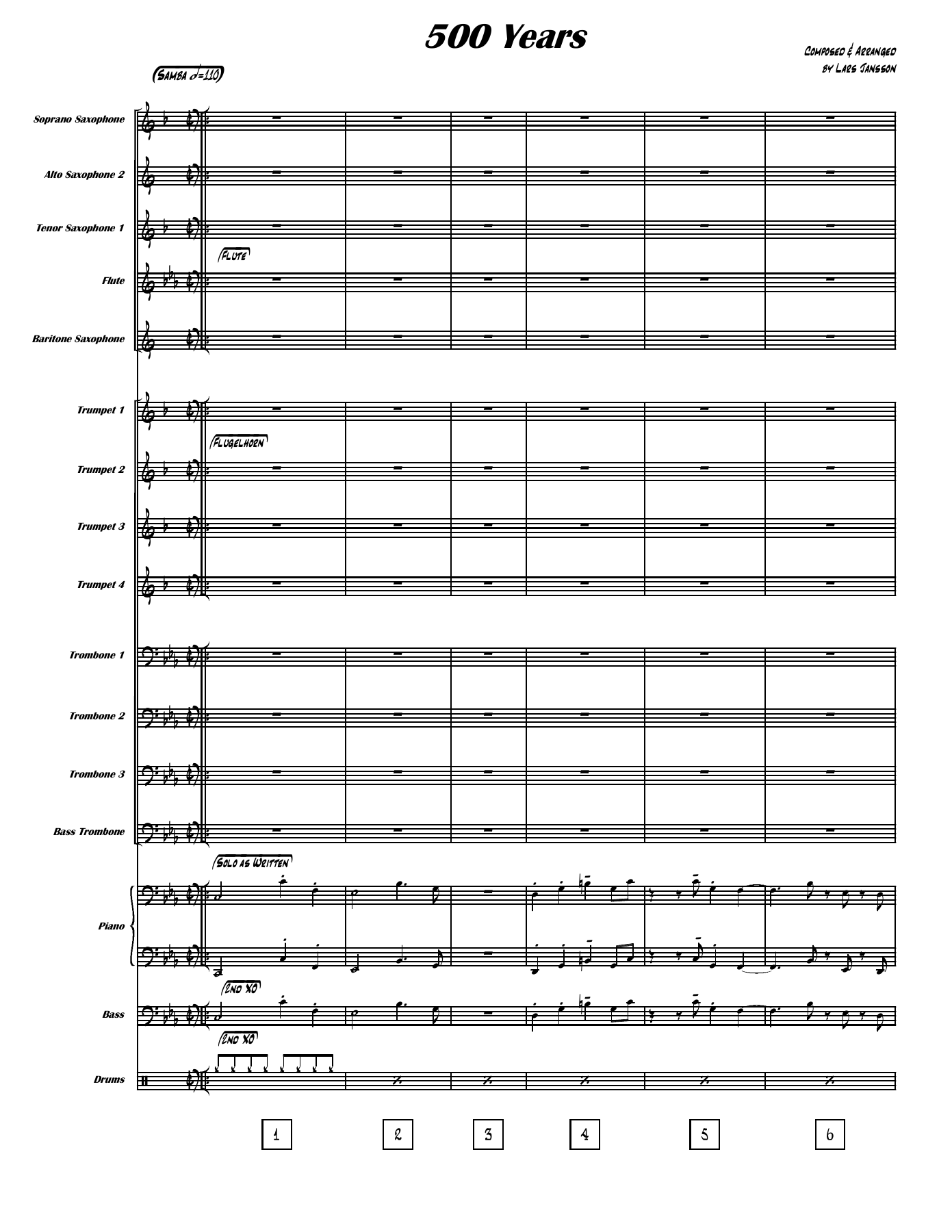 500 Years — sheet music preview